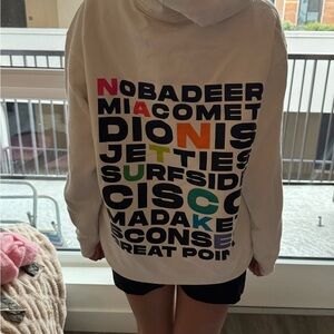 Nantucket BroDenim White Hoodie with Nantucket Locations on back